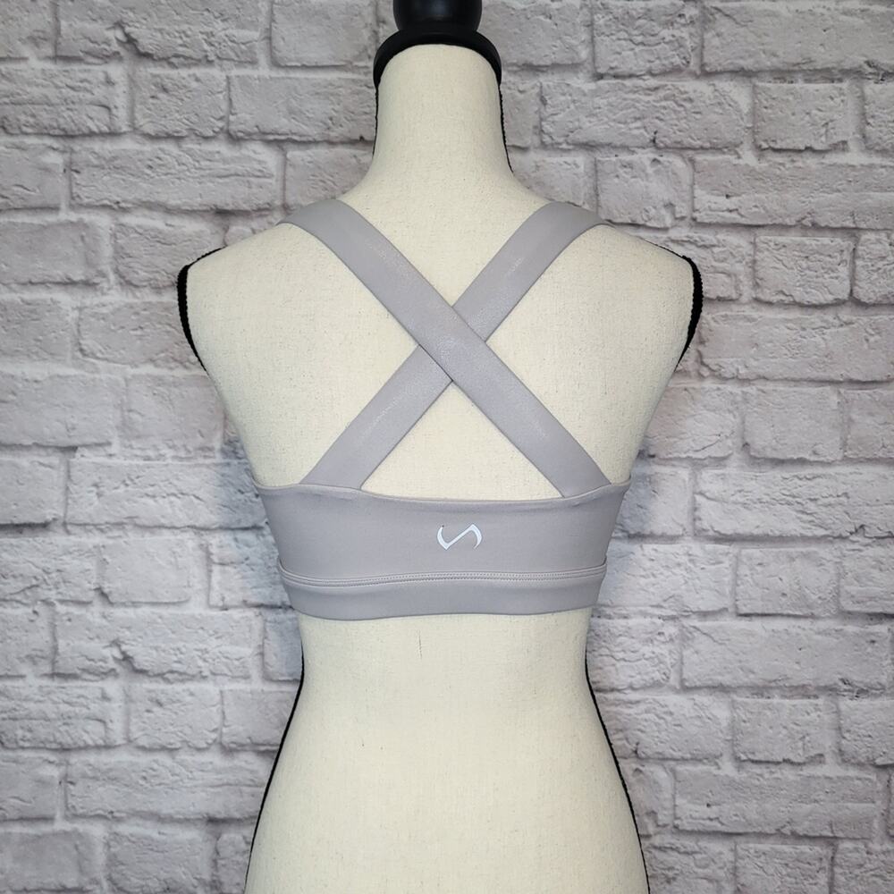 TLF Apparel Diamond 2.0 Sports Bra Crisscross Back Grey Medium Activewear Top - Picture 6 of 8